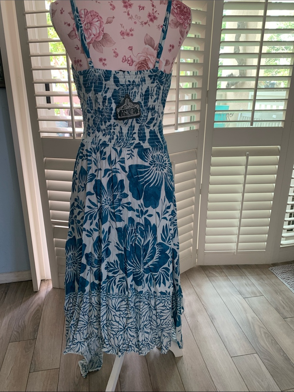 Angie Blue and White Floral Midi Dress. NWT - Picture 3 of 5